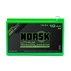Norsk 12.8V 10Ah LiFePO4 Lithium Battery with Charger