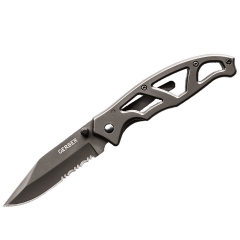 Gerber Paraframe I - TI-Grey, Serrated Folding Knife