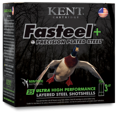 Kent Fasteel+ Precision Plated Waterfowl 12Ga 3" 1 1/4oz 4x6 Shot - 25 Rounds