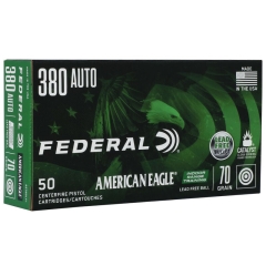 Federal American Eagle Indoor Range Training Lead Free 380 Auto 70 Grain - 50 Rounds