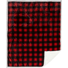Carstens Lumberjack Plaid Sherpa Plush Throw - Red 68" x 54"