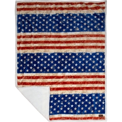 Carstens Wrangler Stars & Stripes USA American Flag Sherpa Fleece Throw 68" x 54"
