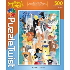 Puzzle Twist Colorful Canines 500 Piece Puzzle