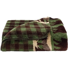 Denali Bear Plaid Green - Single Sided Blanket 50" x 60"