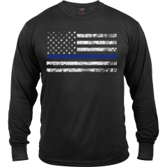 Rothco Thin Blue Line Long Sleeve Shirt - Large