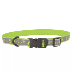 Water & Woods 1" x 18"-26" Adjustable Reflective Dog Collar - Lime