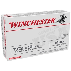 Winchester Lake City M80 7.62 x 51mm 149 Grain FMJ - 20 Rounds