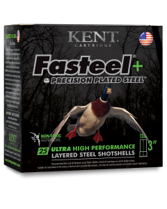 Kent Fasteel+ Precision Plated Waterfowl 12Ga 3" 1 1/4oz 4x6 Shot - 25 Rounds