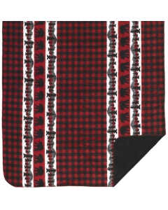Denali Bear Plaid Red - Single Sided Blanket 60" x 50"