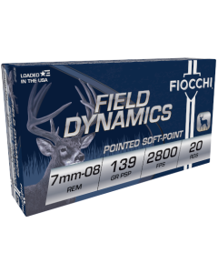 Fiocchi Field Dynamics Pointed Soft-Point 7mm-08 Remington Rifle Ammunition - 20 Rounds
