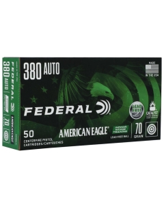 Federal American Eagle Indoor Range Training Lead Free 380 Auto 70 Grain - 50 Rounds
