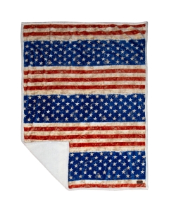 Carstens Wrangler Stars & Stripes USA American Flag Sherpa Fleece Throw 68" x 54"