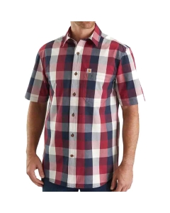 Carhart Men's Essential Plaid Open Collar Short Sleeve Shirt