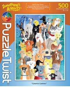 Puzzle Twist Colorful Canines 500 Piece Puzzle