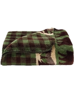 Denali Bear Plaid Green - Single Sided Blanket 50" x 60"