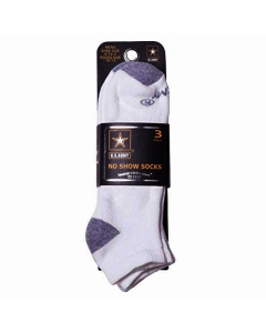 U.S. Army Men's 3 Pack No Show White Socks 6-12.5