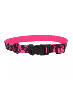 Water & Woods Blaze 1" x 14"-20" Adjustable Patterned Dog Collar - Neon Pink Tree