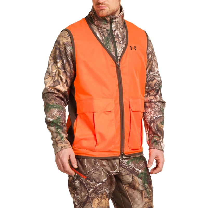 Under Armour Men s Blaze Antler Logo Hunting Vest Blaze Orange with Free Shipping